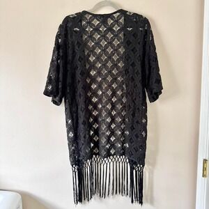 Black Fringe Open Cardigan